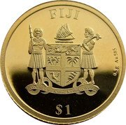 Fiji 1 Dollar (300th Anniversary of Publishing Daniel Defoe's Robinson Crusoe) FIJI $1 0.5 G AU 585 coin obverse Fiji 1 Dollar (300th Anniversary of Publishing Daniel Defoe's Robinson Crusoe) FIJI $1 0.5 G AU 585 coin obverse