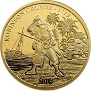 Fiji 1 Dollar (300th Anniversary of Publishing Daniel Defoe's Robinson Crusoe) ROBINSON CRUSOE 1719 2019 coin reverse Fiji 1 Dollar (300th Anniversary of Publishing Daniel Defoe's Robinson Crusoe) ROBINSON CRUSOE 1719 2019 coin reverse