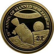 Fiji 1 Dollar (50th Anniversary of Manned Spaceflight) $1 APOLLO 8 1968 - 2018 50TH ANNIV. OF MANNED SPACEFLIGHT coin reverse Fiji 1 Dollar (50th Anniversary of Manned Spaceflight) $1 APOLLO 8 1968 - 2018 50TH ANNIV. OF MANNED SPACEFLIGHT coin reverse