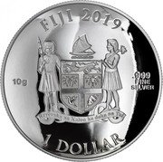 Fiji 1 Dollar (Captain America Shield) 10G .999 FINE SILVER 1 DOLLAR 2019 FIJI coin obverse Fiji 1 Dollar (Captain America Shield) 10G .999 FINE SILVER 1 DOLLAR 2019 FIJI coin obverse