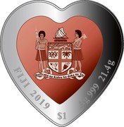 Fiji 1 Dollar Celebrating Love. Swan Heart 2019 FIJI 2019 $1 AG 999 21.4G REREVAKA NA KALOU KA DOKA NA TUI coin obverse Fiji 1 Dollar Celebrating Love. Swan Heart 2019 FIJI 2019 $1 AG 999 21.4G REREVAKA NA KALOU KA DOKA NA TUI coin obverse
