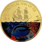 Fiji 1 Dollar Damsel Fish 2009  KM# 148a TROPICAL FISH OF FIJI $ 1 coin reverse