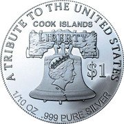 Cook Islands 1 Dollar Elizabeth II Double Eagle 2022 A TRIBUTE TO THE UNITED STATES COOK ISLANDS LIBERTY $1 IRB 1/10 OZ .999 PURE SILVER coin obverse Cook Islands 1 Dollar Elizabeth II Double Eagle 2022 A TRIBUTE TO THE UNITED STATES COOK ISLANDS LIBERTY $1 IRB 1/10 OZ .999 PURE SILVER coin obverse