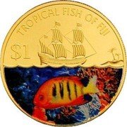 Fiji 1 Dollar Flame Dwarf Angelfish 2009  KM# 149a TROPICAL FISH OF FIJI $ 1 coin reverse
