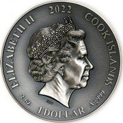Cook Islands 1 Dollar (Heidmall) 1 DOLLAR 2022 2 OZ AG999 COOK ISLANDS ELIZABETH II IRB coin obverse Cook Islands 1 Dollar (Heidmall) 1 DOLLAR 2022 2 OZ AG999 COOK ISLANDS ELIZABETH II IRB coin obverse