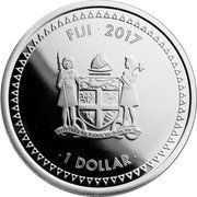Fiji 1 Dollar (Hokusai Great Wave. Coloured) FIJI 2017 1 DOLLAR coin obverse