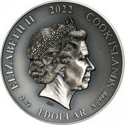 Cook Islands 1 Dollar Loki 2022 In Sets only 1 DOLLAR 2022 2 OZ AG 999 COOK ISLANDS ELIZABETH II IRB coin obverse Cook Islands 1 Dollar Loki 2022 In Sets only 1 DOLLAR 2022 2 OZ AG 999 COOK ISLANDS ELIZABETH II IRB coin obverse