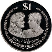 Cook Islands 1 Dollar (Royal Wedding) KM# P3 $1 ROYAL WEDDING 1986 coin reverse Cook Islands 1 Dollar (Royal Wedding) KM# P3 $1 ROYAL WEDDING 1986 coin reverse
