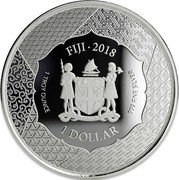 Fiji 1 Dollar Samurai Archives. Coloured 2018 FIJI 2018 1 TROY OUNCE 999 FINE SILVER 1 DOLLAR coin obverse