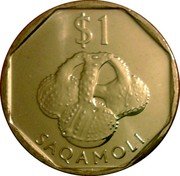 Fiji 1 Dollar Saqamoli 2010  KM# 123 $1 SAQAMOLI coin reverse Fiji 1 Dollar Saqamoli 2010  KM# 123 $1 SAQAMOLI coin reverse