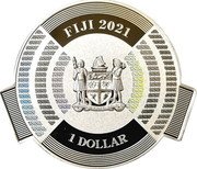 Fiji 1 Dollar (Say No to Cyberbullying) FIJI 2021 REREVAKA NA KALOU KA DOKA NA TUI 1 DOLLAR coin obverse