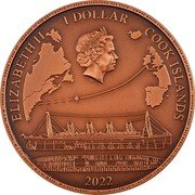 Cook Islands 1 Dollar (Titanic) ELIZABETH II 1 DOLLAR COOK ISLANDS 2022 IRB coin obverse Cook Islands 1 Dollar (Titanic) ELIZABETH II 1 DOLLAR COOK ISLANDS 2022 IRB coin obverse