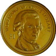 Fiji 1 Dollar Wolfgang Amadeus Mozart 2016 WOLFGANG AMADEUS MOZART $1 coin reverse Fiji 1 Dollar Wolfgang Amadeus Mozart 2016 WOLFGANG AMADEUS MOZART $1 coin reverse