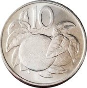 Cook Islands 10 Cents Elizabeth II 4th portrait. Oranges 2015 10 coin reverse Cook Islands 10 Cents Elizabeth II 4th portrait. Oranges 2015 10 coin reverse
