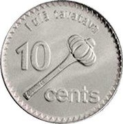 Fiji 10 Cents (Flying Fox. Coloured) KM# 333a 10 CENTS I ULÄ€ TAVATAVA coin reverse Fiji 10 Cents (Flying Fox. Coloured) KM# 333a 10 CENTS I ULÄ€ TAVATAVA coin reverse