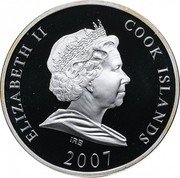 Cook Islands 10 Dollars Machu Picchu 2007 Proof KM# 591 ELIZABETH II COOK ISLANDS IRB 2007 coin obverse Cook Islands 10 Dollars Machu Picchu 2007 Proof KM# 591 ELIZABETH II COOK ISLANDS IRB 2007 coin obverse