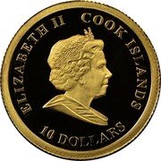 Cook Islands 10 Dollars Dependency of New Zealand 2009 Proof KM# 1233 ELIZABETH II COOK ISLANDS 10 DOLLARS coin obverse