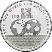 Cook Islands 10 Dollars 2010 FIFA World Cup South Africa 2009 Proof KM# 1491 2010 FIFA WORLD CUP SOUTH AFRICA TM 10$ TM 1930 URUGUAY, 1934 ITALY, 1938 FRANCE, 1950 BRAZIL, 1954 SWITZERLAND, 1958 SWEDEN, 1962 CHILE, 1966 ENGLAND, 1970 MEXICO, 1974 WEST-GERMANY, 1978 ARGENTINA, 1982 SPAIN, 1986 MEXICO, 1990 ITALY, 1994 UNITED STATES OF AMERICA, 1998 FRANCE, 2002 SOUTH KOREA/JAPAN, 2006 GERMANY, 2010 SOUTH AFRICA coin reverse