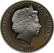 Cook Islands 10 Dollars Ice Hockey. 2014 Winter Olympics. Sochi 2010 Proof KM# 1518 ELIZABETH II COOK ISLANDS IRB 2010 coin obverse