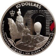 Cook Islands 10 Dollars 60th Anniversary of the Accession of Queen Elizabeth II 2011 Proof KM# 1583 10 DOLLARS 1OZ 999 SILVER DIAMOND JUBILEE - HM QUEEN ELIZABETH II coin reverse Cook Islands 10 Dollars 60th Anniversary of the Accession of Queen Elizabeth II 2011 Proof KM# 1583 10 DOLLARS 1OZ 999 SILVER DIAMOND JUBILEE - HM QUEEN ELIZABETH II coin reverse