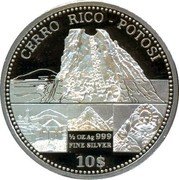 Cook Islands 10 Dollars Cerro Rico Potosi 2011 Proof KM# 1542 CERRO RICO POTOSI 1/2 OZ AG 999 10 $ coin reverse Cook Islands 10 Dollars Cerro Rico Potosi 2011 Proof KM# 1542 CERRO RICO POTOSI 1/2 OZ AG 999 10 $ coin reverse