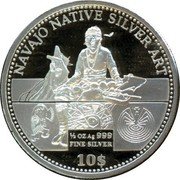 Cook Islands 10 Dollars Navajo Native Silver Art 2011 Proof KM# 1541 NAVAJO NATIVE SILVER ART 1/2 OZ AG 999 10$ coin reverse Cook Islands 10 Dollars Navajo Native Silver Art 2011 Proof KM# 1541 NAVAJO NATIVE SILVER ART 1/2 OZ AG 999 10$ coin reverse