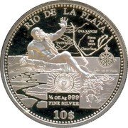 Cook Islands 10 Dollars Rio de la Plata 2011 Proof KM# 1540 RIO DE LA PLATA 1/2 OZ AG 999 10 $ coin reverse Cook Islands 10 Dollars Rio de la Plata 2011 Proof KM# 1540 RIO DE LA PLATA 1/2 OZ AG 999 10 $ coin reverse