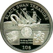Cook Islands 10 Dollars Black Swan Treasure 2011 Proof KM# 1537 BLACK SWAN TREASURE 1/2 OZ AG 999 10$ coin reverse Cook Islands 10 Dollars Black Swan Treasure 2011 Proof KM# 1537 BLACK SWAN TREASURE 1/2 OZ AG 999 10$ coin reverse
