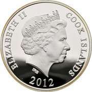 Cook Islands 10 Dollars FIFA World Cup Brasil 2012 Proof KM# 1588 ELIZABETH II COOK ISLANDS IRB 2012 coin obverse Cook Islands 10 Dollars FIFA World Cup Brasil 2012 Proof KM# 1588 ELIZABETH II COOK ISLANDS IRB 2012 coin obverse