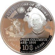 Cook Islands 10 Dollars Expeditions. Christopher Columbus 2013 Proof KM# 1615 EXPEEDITIONS OF HISTORY CHRISTOPHER COLUMBUS 1451 1506 1 OZ B14 10$ AG 999 coin reverse Cook Islands 10 Dollars Expeditions. Christopher Columbus 2013 Proof KM# 1615 EXPEEDITIONS OF HISTORY CHRISTOPHER COLUMBUS 1451 1506 1 OZ B14 10$ AG 999 coin reverse
