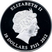 Fiji 10 Dollars (50th Anniversary of the Birth of Viktor Tsoi) ELIZABETH II 10 DOLLARS FIJI 2012 coin obverse Fiji 10 Dollars (50th Anniversary of the Birth of Viktor Tsoi) ELIZABETH II 10 DOLLARS FIJI 2012 coin obverse