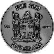 Fiji 10 Dollars Mandala Art. Chinese Pattern 2017  High Relief FIJI 2013 3 OZ AG 999 REREVAKA NA KALOU KA DOKA NA TUI 10 DOLLARS coin obverse