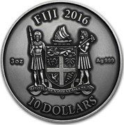 Fiji 10 Dollars Mandala. Celtic Pattern 2016  FIJI 2016 3 OZ AG 999 REREVAKA NA KALOU KA DOKA NA TUI 10 DOLLARS coin obverse