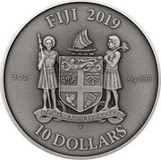 Fiji 10 Dollars Notre Dame Glass 2019  FIJI 2019 10 DOLLARS 3OZ AG 999 REREVAKA NA KALOU KA DOKA NA TUI coin obverse