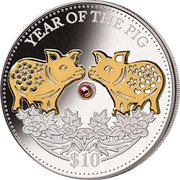 Fiji 10 Dollars Year of the Pig 2019  FIJI 1OZ AG 999 2019 coin reverse Fiji 10 Dollars Year of the Pig 2019  FIJI 1OZ AG 999 2019 coin reverse