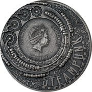 Cook Islands 100 Dollars (Charles III Jet Pack) KM# 3399 ELIZABETH II COOK ISLANDS IRB 100 DOLLARS STEAMPUNK coin obverse