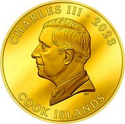 Cook Islands 100 Dollars (Charles III Space Invaders) CHARLES III 2023 DT COOK ISLANDS coin obverse