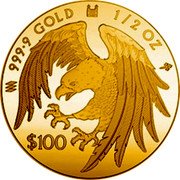 Cook Islands 100 Dollars Eagle 2022 $100 9999 GOLD 1/2 OZ coin reverse Cook Islands 100 Dollars Eagle 2022 $100 9999 GOLD 1/2 OZ coin reverse
