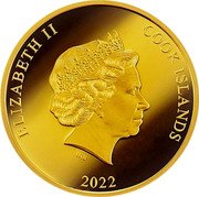 Cook Islands 100 Dollars (Shigeru Mizuki 100th Birth Anniversary) IRB ELIZABETH II COOK ISLANDS 2022 coin obverse Cook Islands 100 Dollars (Shigeru Mizuki 100th Birth Anniversary) IRB ELIZABETH II COOK ISLANDS 2022 coin obverse
