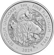 UK 100 Pounds (Charles III Seymour Unicorn) SEYMOUR UNICORN 1 OZ FINE PLATINUM 999.9 DL 2024 coin reverse UK 100 Pounds (Charles III Seymour Unicorn) SEYMOUR UNICORN 1 OZ FINE PLATINUM 999.9 DL 2024 coin reverse