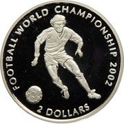 Cook Islands 2 Dollars (2002 FIFA World Cup) KM# 468a 2 DOLLARS FOOTBALL WORLD CHAMPIONSHIP 2002 coin reverse