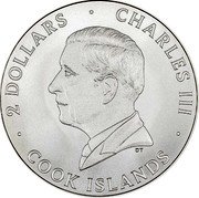 Cook Islands 2 Dollars (Charles III Daddy Boy) 2 DOLLARS CHARLES III DT COOK ISLANDS coin obverse Cook Islands 2 Dollars (Charles III Daddy Boy) 2 DOLLARS CHARLES III DT COOK ISLANDS coin obverse