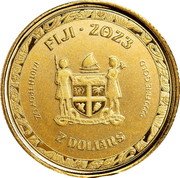 Fiji 2 Dollars (Koi Fish) FIJI 2023 REREVAKA NA KALOU KA DOKA NA TUI 2 DOLLARS 1/10TH TROY OZ 9999 FINE GOLD coin obverse Fiji 2 Dollars (Koi Fish) FIJI 2023 REREVAKA NA KALOU KA DOKA NA TUI 2 DOLLARS 1/10TH TROY OZ 9999 FINE GOLD coin obverse