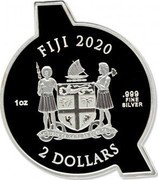 Fiji 2 Dollars (Marvel's Avengers Logo) FIJI 2020 1 OZ .999 FINE SILVER 2 DOLLARS coin obverse