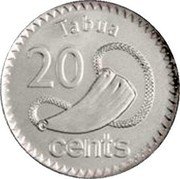 Fiji 20 Cents (Crimson Shining Parrot. Coloured) KM# 334a 20 CENTS TABUA coin reverse Fiji 20 Cents (Crimson Shining Parrot. Coloured) KM# 334a 20 CENTS TABUA coin reverse