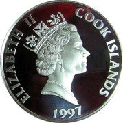 Cook Islands 20 Dollars 13th Century. Marco Polo and Kublai Khan 2007 Proof KM# 894 ELIZABETH II COOK ISLANDS RDM 1997 coin obverse Cook Islands 20 Dollars 13th Century. Marco Polo and Kublai Khan 2007 Proof KM# 894 ELIZABETH II COOK ISLANDS RDM 1997 coin obverse