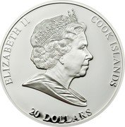 Cook Islands 20 Dollars The Birth of Venus 2008 Proof KM# 639 ELIZABETH II COOK ISLANDS 20 DOLLARS coin obverse