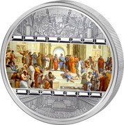 Cook Islands 20 Dollars The School of Athens by Rafael Santi 2008 Proof KM# 638 ARS VATICANA 2008 RAFFAELLO SANZIO coin reverse