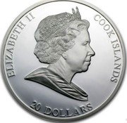 Cook Islands 20 Dollars Tutankhamen 2011 Proof KM# 1641 ELIZABETH II COOK ISLANDS 20 DOLLARS coin obverse Cook Islands 20 Dollars Tutankhamen 2011 Proof KM# 1641 ELIZABETH II COOK ISLANDS 20 DOLLARS coin obverse
