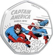 Cook Islands 25 Cents Captain America. Bucky Barnes 2021 Proof CAPTAIN AMERICA SINCE 1941 © MARVEL coin reverse Cook Islands 25 Cents Captain America. Bucky Barnes 2021 Proof CAPTAIN AMERICA SINCE 1941 © MARVEL coin reverse